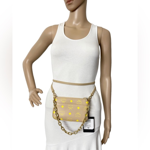 MCM New Logo Chain Mini 2 Straps Crossbody Pouch - Picture 5 of 15